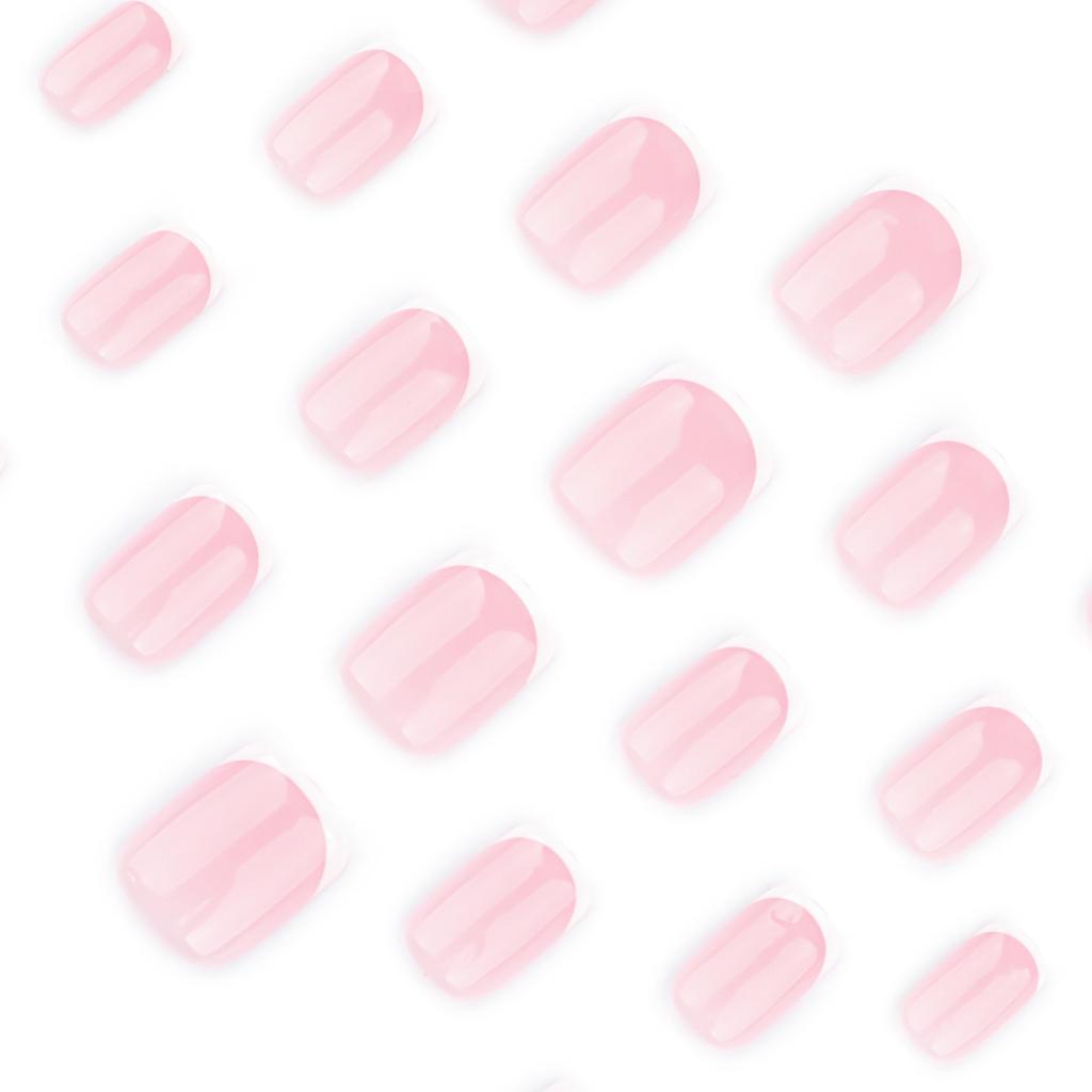 24 шт. классические простые розовые французские белые края для ногтей короткие европейские квадратные маникюрные накладные ногти на ногтях