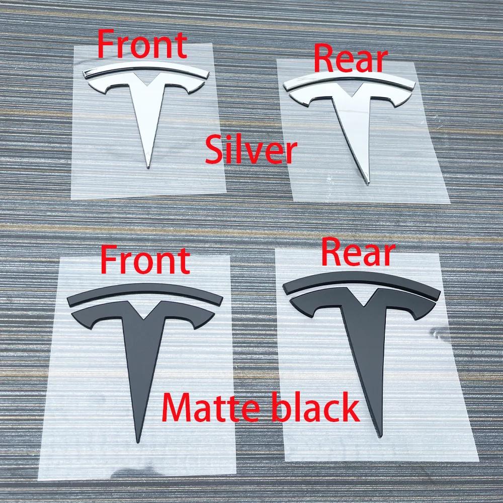 EBVE3 1 pcs suitable for Tesla logo Model 3 Mode Y car front hood logo sticker design, rear trunk badge accessory