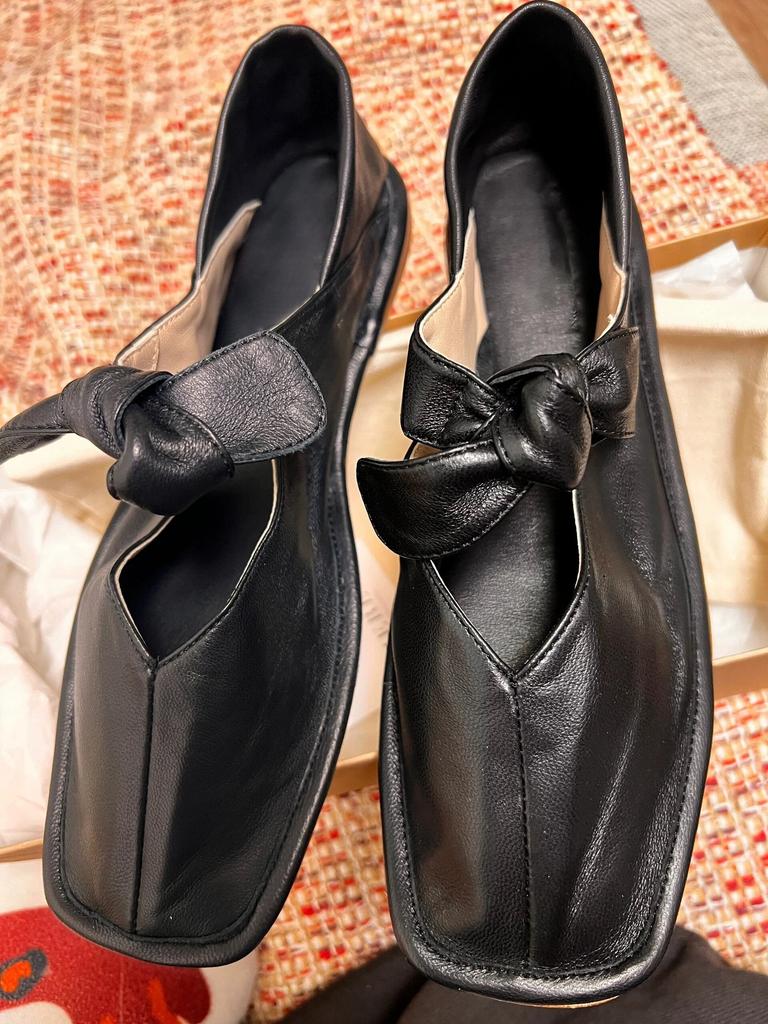 Кожа Замша Нишевый Бант Устойчивый Каблук Два Способа Носки Квадратный Носок Одинарные Туфли Женские Весенне-Осенние Балетки Мэри Джейн