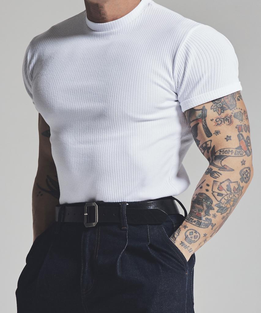 ASTROVE Middle Ribbed Muscle Tee (White)