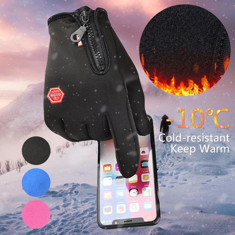Motorcycle Gloves Winter Thermal Fleece Lined Winter Water Resistant Skin-friendly Touch Screen Outdoor Moto Riding Ski Gloves