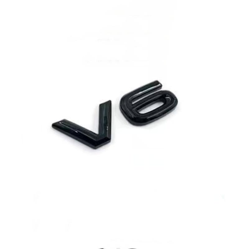 SVLHP1 1pc 3D ABS Chrome Black Logo V6 Car Sticker Fender Trunk Emblem Badge For Volkswagen VW Touareg CC Arteon Golf R32 Accessories
