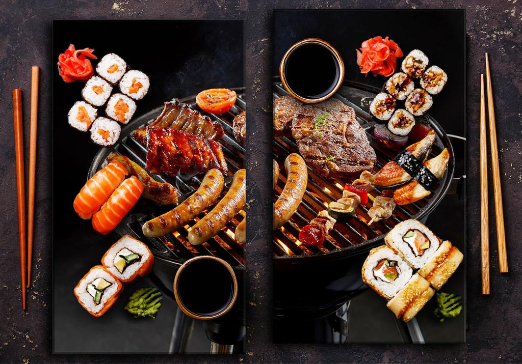 GLASS CUTTING BOARD 2x 30x52 GRILL
