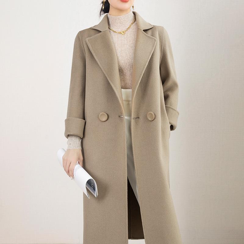 Женское пальто 100% шерсть TIDENOVEL Осеннее шерстяное пальто ручной работы Длинное пальто-бушлат Зимнее теплое кашемировое длинное пальто Пальто
