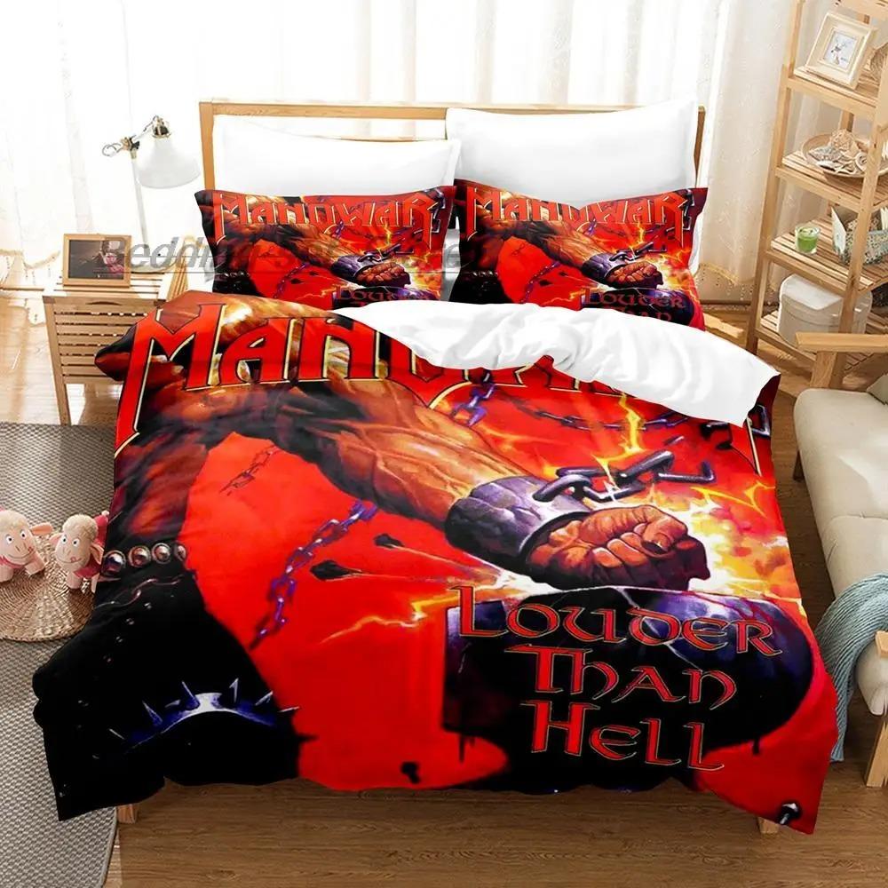 Комплект постельного белья Manowar Single Twin Full Queen King Size Комплект постельного белья Aldult Kid Bedroom Duvetcover Sets 3D Print Hip Hop
