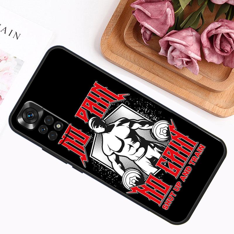 No Pain No Gain Gym Fitness Case For Xiaomi Redmi Note 13 Pro 14 12 11 9 10 9S 10S 11S 12S Redmi 12C 13C 14C 10C Cover