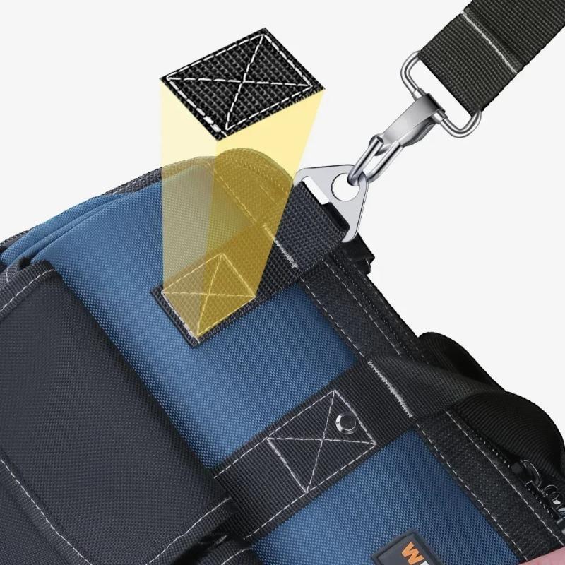 1680D Heavy Duty Tool Bag with Waterproof Base Large Capacity Organizer for Electrician Mechanic Wear-Resistant Tote Tool Bag