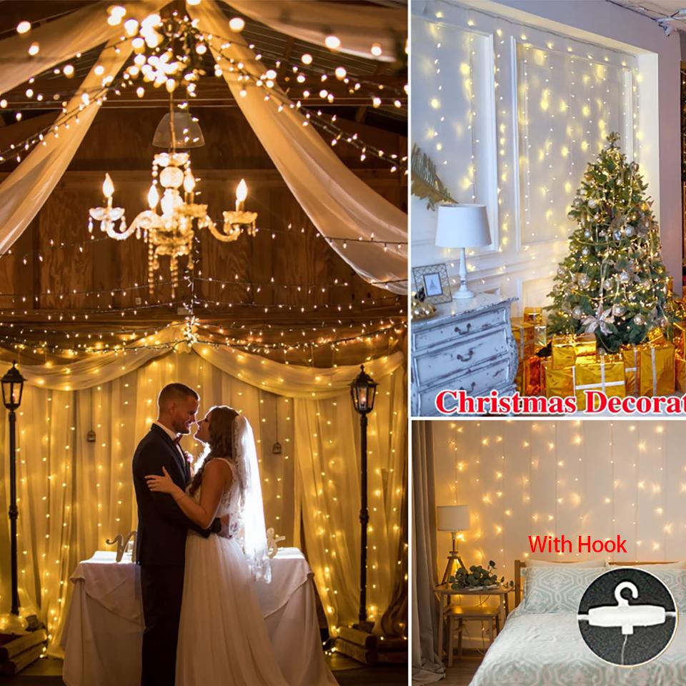 3 м светодиодные гирлянды с дистанционным управлением, USB-гирлянда, занавеска, сказочный праздничный светильник для свадьбы, дома, уличного украшения