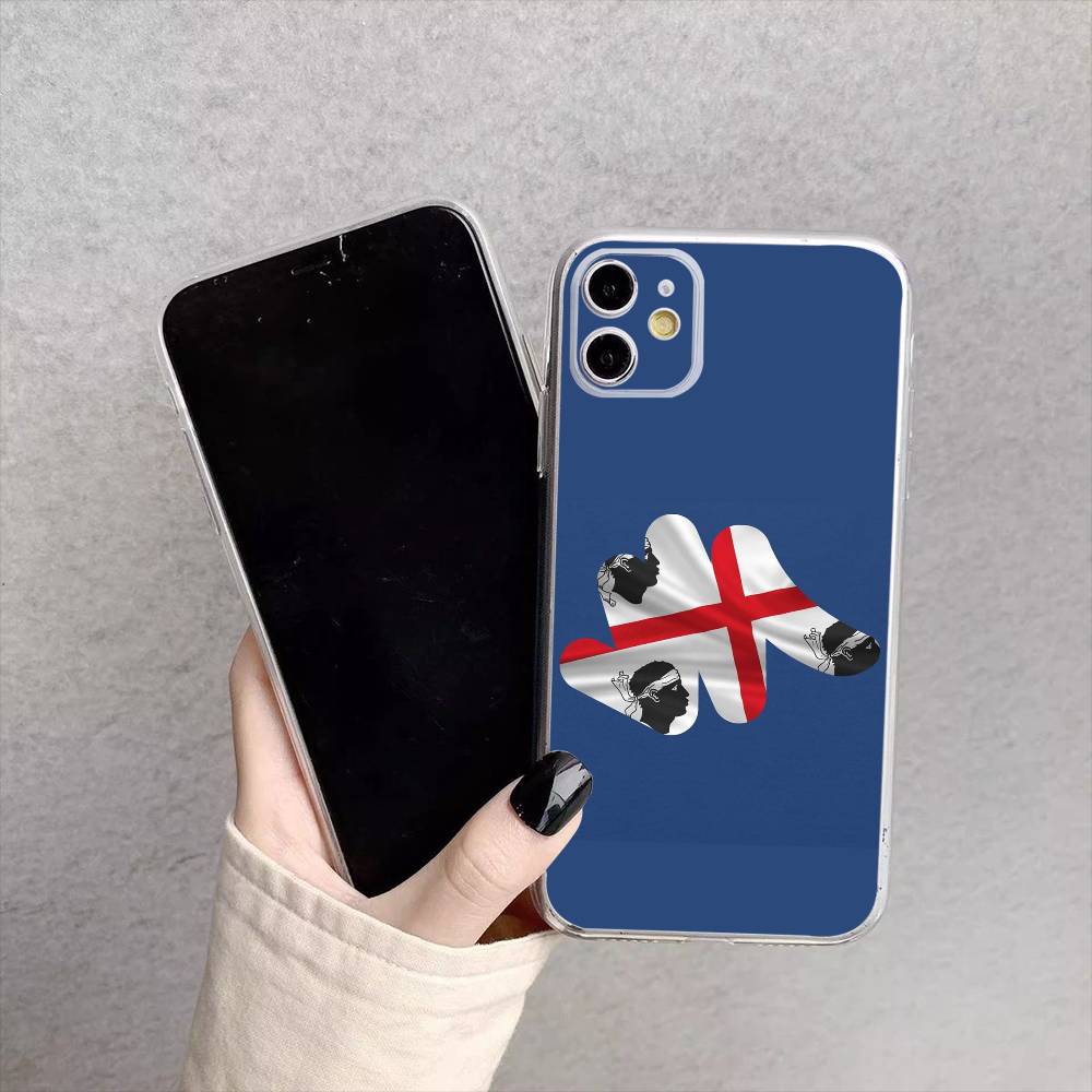 Чехол для телефона 'Флаг Сардинии COOL' для iPhone 17, 16, 15, 14, 13, 12, 11 Plus, Pro Max Мягкий прозрачный чехол