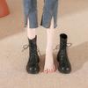 Winter Plush Short Boots New Martin Boots Trendy Brown Brown Thin Boots Round Toe Lace-up Short Boots for Women