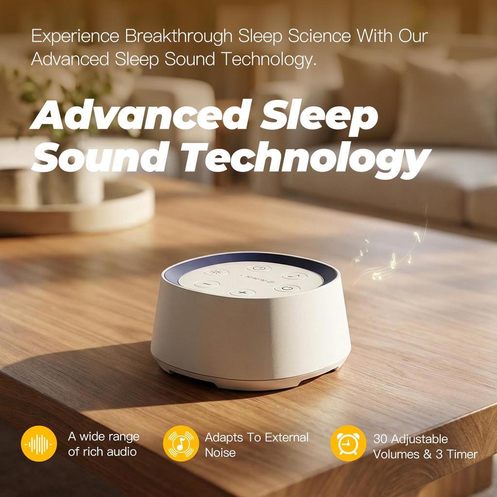 White Noise Machine 30 Soothing Sounds Night Light Timer Rechargeable for Sleep Focus