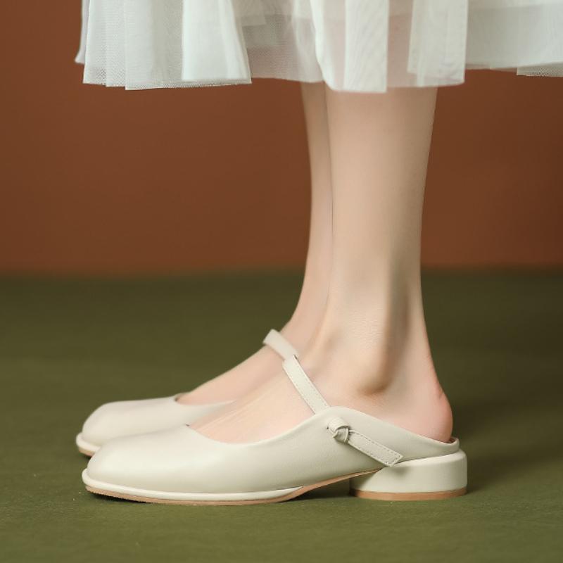 Французские туфли на толстом каблуке, маленькие кожаные туфли 2024 года, новые модные простые универсальные повседневные туфли в стиле ретро, осенние, удобные туфли на высоком каблуке