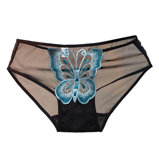 Женские трусы с вышивкой в виде бабочки, прозрачные сетчатые трусы со средней талией, эластичные, для первой брачной ночи, для спальни