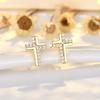 Simple Stud Earrings for Women with Cross Plated Real Gold Inlaid Zirconium Temperament Versatile Earring Accessories