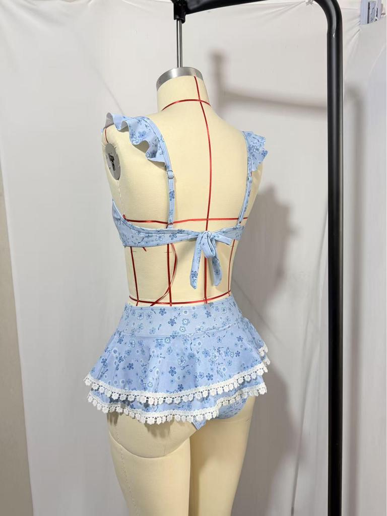 Женский пляжный бикини-комплект с европейским и американским принтом 2026