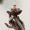 1 Set Incense Burner Elegant Design Hand Lotus Shape Backflow Incense Holder with 10