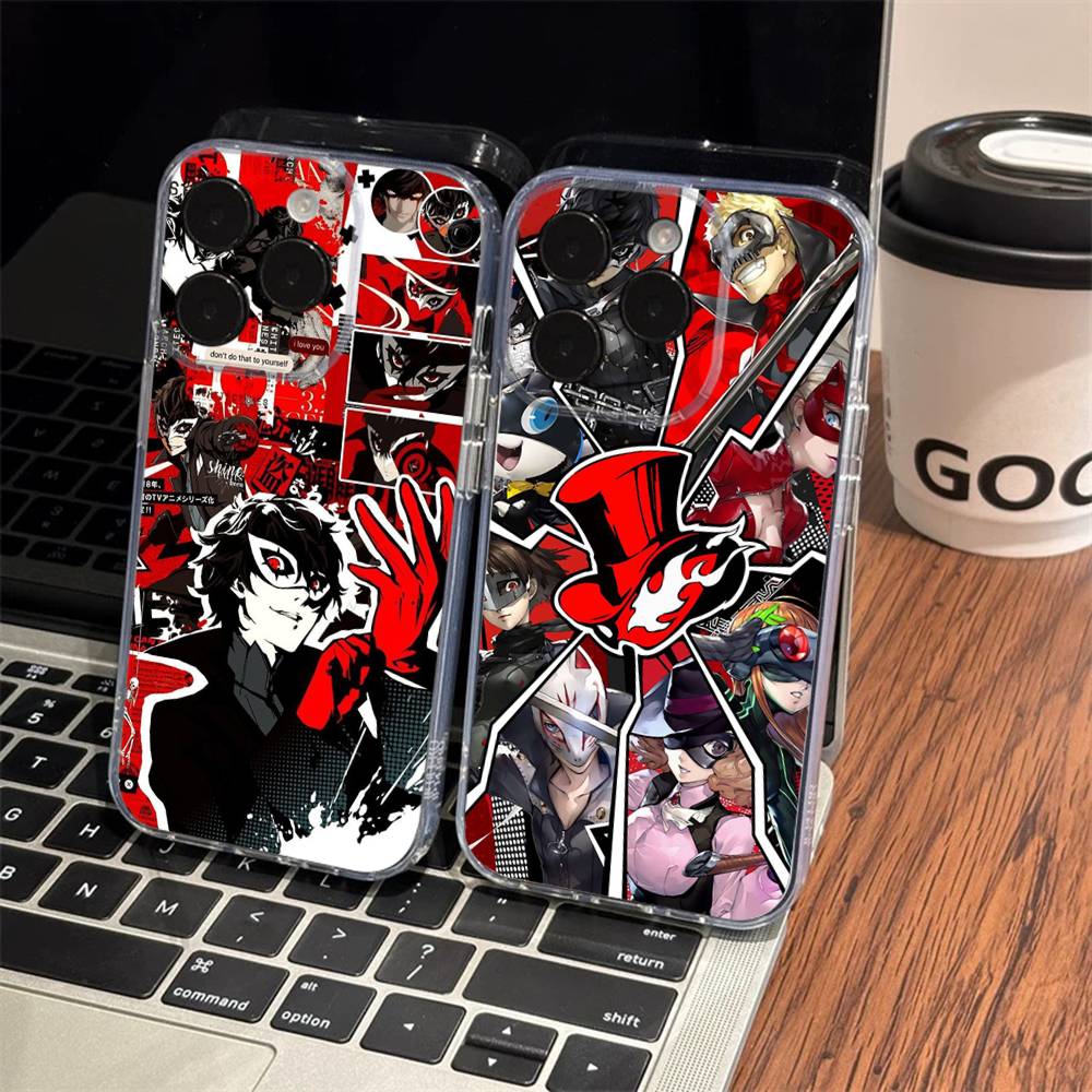 Игровой чехол P-Persona 5 Крутой чехол для телефона для iPhone 17 16 15 14 13 11 12 Pro Max Mini Plus Ударопрочный Прозрачный Мягкий ТПУ
