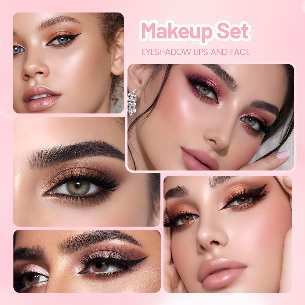 Julystar All-in-One Makeup Palette Set Eyeshadow Blusher Highlighter Contour Powder Liquid Lipstick Full Face Cosmetic Kit Gift Box for Women