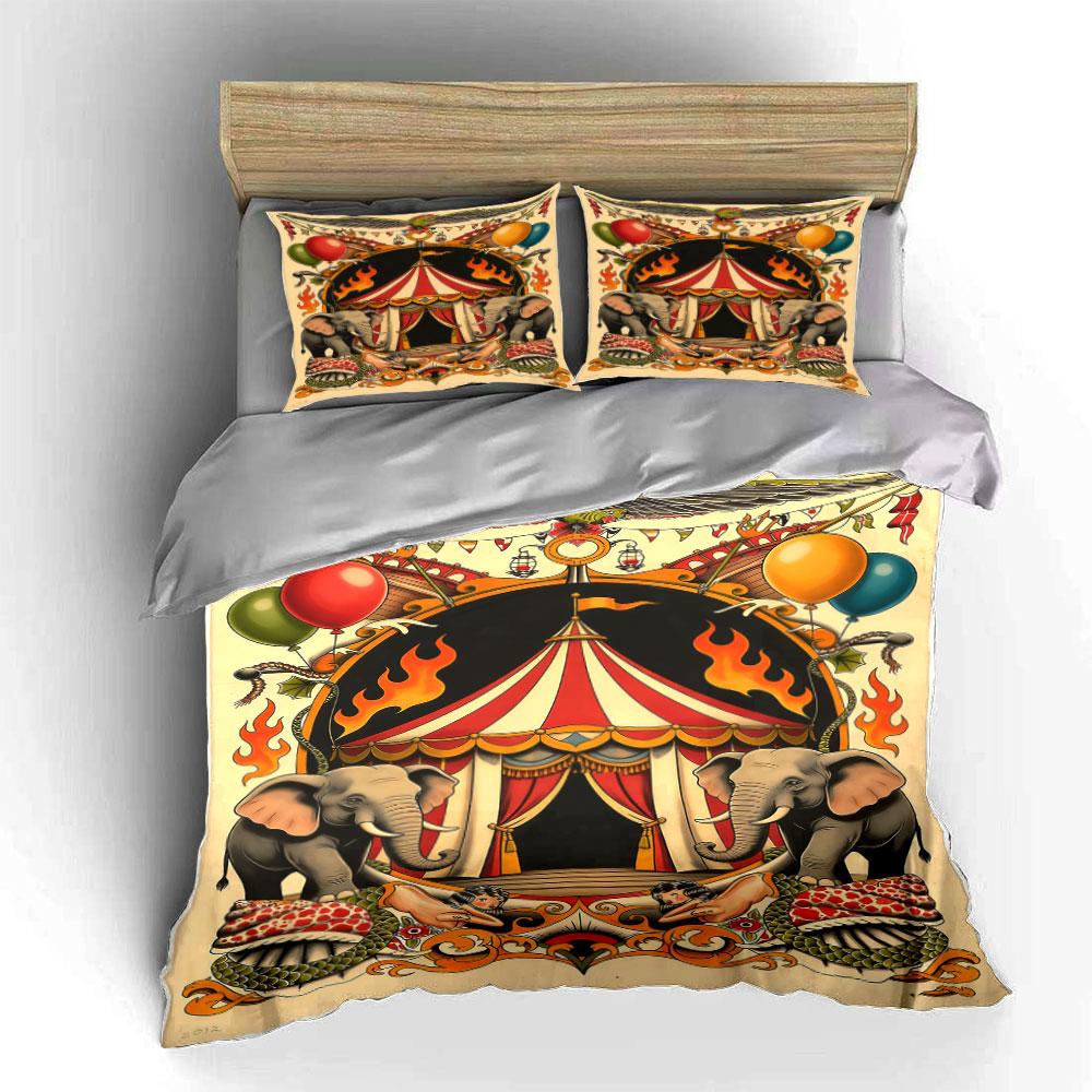 Circus tent with elephants. Bedding sets Duvet cover sets Duvet covers Pillowcases(1* Duvet Cover 2* Pillowcases without duvet insert)