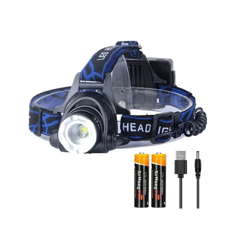 Super Bright LED Headlamp Portable Zoomable Headlight Fishing Camping Waterproof High Lumens Head Lamp Use 2*18650 Battery
