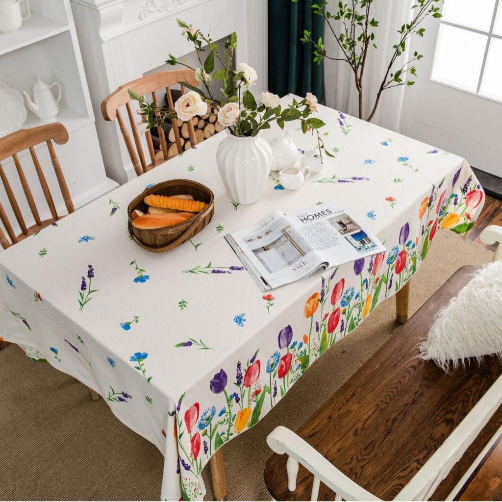 Tablecloth Cotton and Linen Printed Blue and White Porcelain Retro Tablecloth Restaurant Cloth Tablecloth