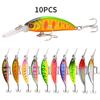 10PCS 7cm/6g High Carbon Steel Three Anchor Hook Simulation Fish Bait Sequin Hard Bait
