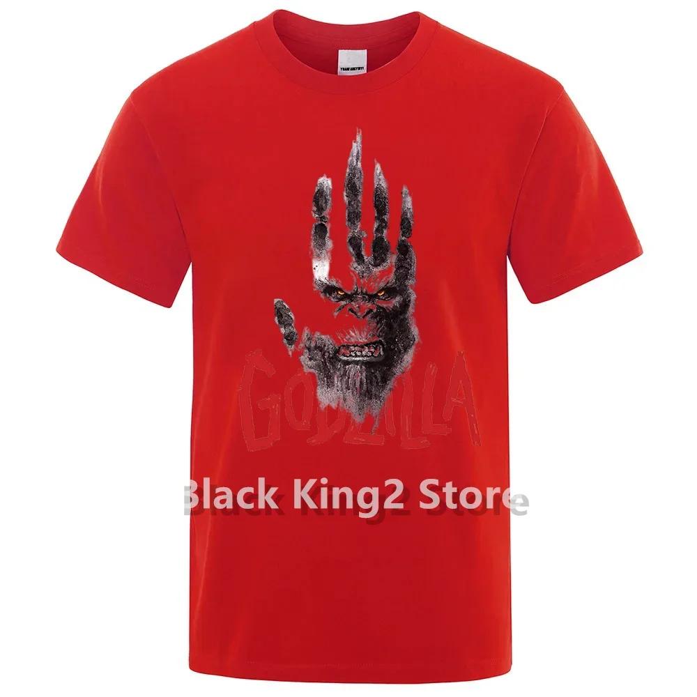 Футболки с принтом аниме Godzillas VS.kong King для мужчин, японская уличная одежда, хлопковые топы, футболки в стиле хип-хоп, футболки в стиле Харадзюку