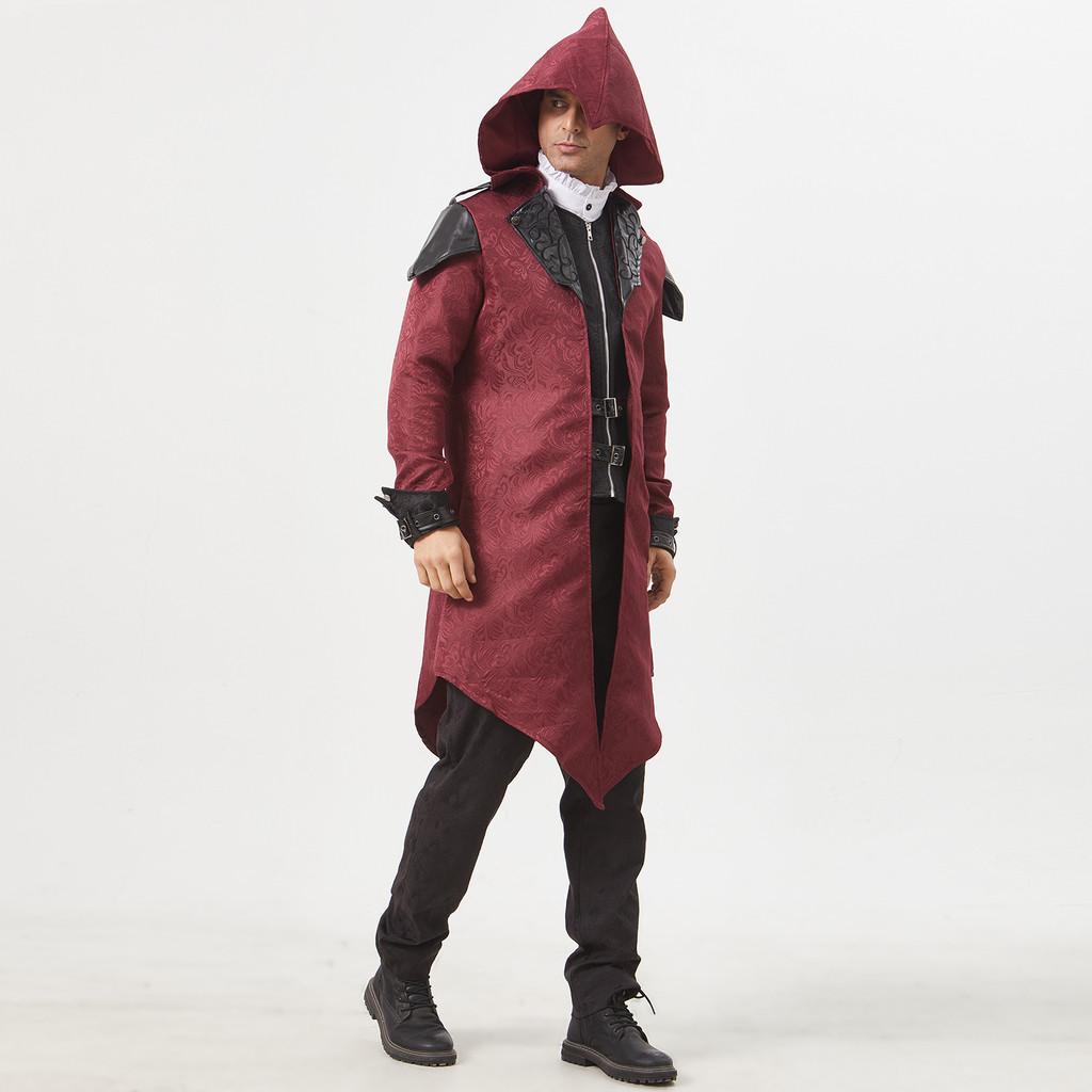 Унисекс бархатная куртка с вставками из гобеленовой ткани, вдохновленная Хэллоуинской фантазией, для сценических выступлений