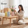 Artistic Home Atmosphere Vase Striped Ceramic Vase, Modern Glossy Hand Painted Flower with Double Fresh Cut Arrangement Ear Handles for Living