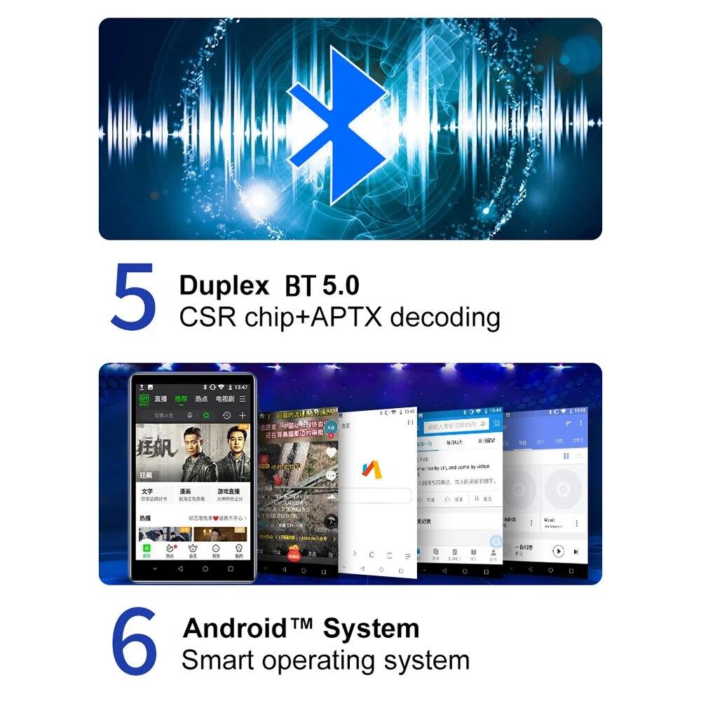 HiFi MP3-плеер Bluetooth 5.0 MP4 MP5-плеер 4.0-дюймовый сенсорный экран Android 8.1 Smart System с потоковым музыкальным проигрывателем Spotify