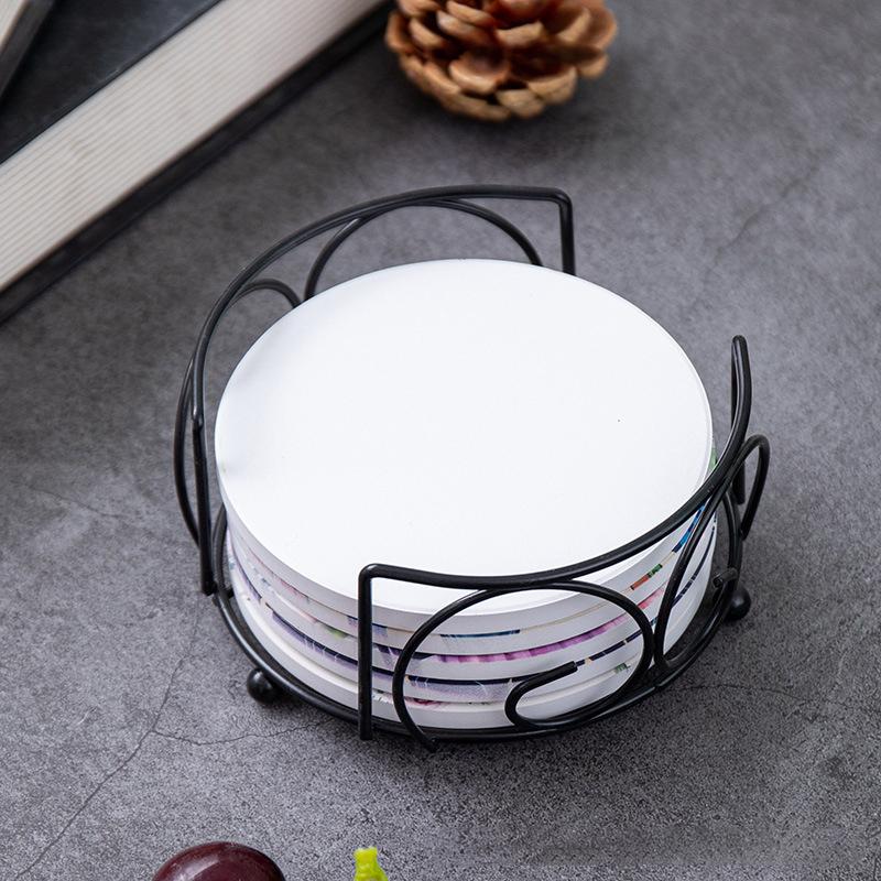Table Placemat Holder with 6 Slot Coaster Storage Rack for Coffee Bar Home Dining Organization