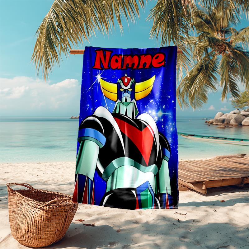Personalized customized proof beach towel with UFO Robo Grendizer pattern - soft, absorbent,quick-drying,perfect swimming,camping&bathing