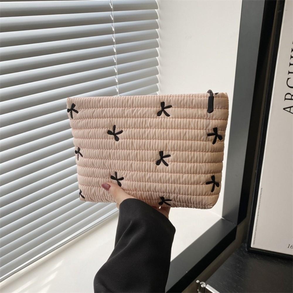 Multi-functional Bow Cosmetic Bag Embroidery Sanitary Napkin Storage Bag Sweet Toiletry Bag Women