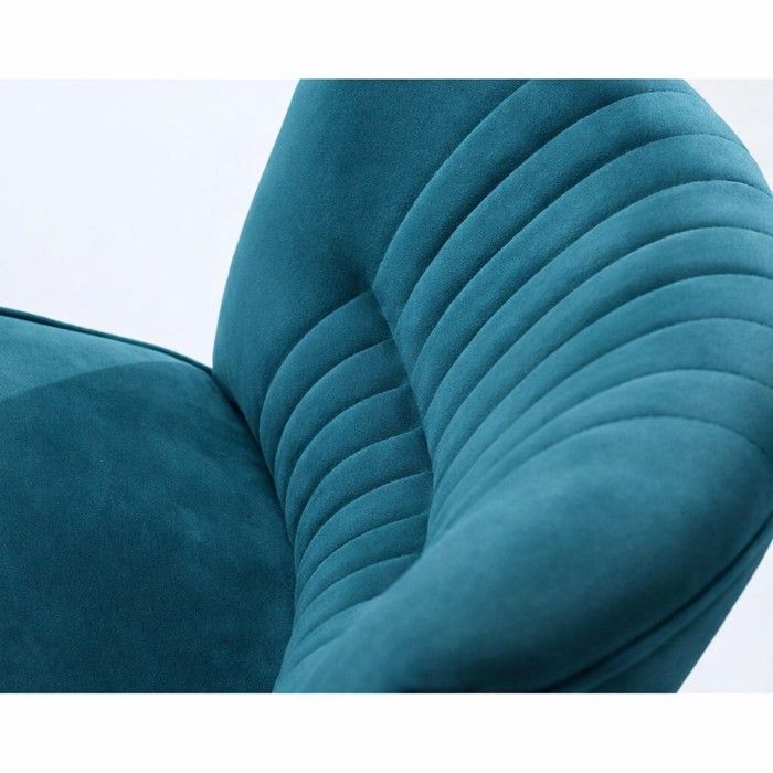 Fauteuil - Paris - Velours bleu turquoise - Pieds bois - Design mid-century