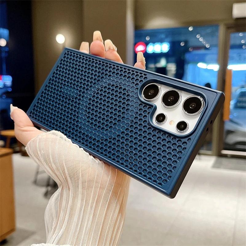 Роскошный охлаждающий чехол для Samsung Galaxy S25 S24 S23 FE S22 Ultra Plus Magsafe Magnetic Wireless Charge Breathable Cover