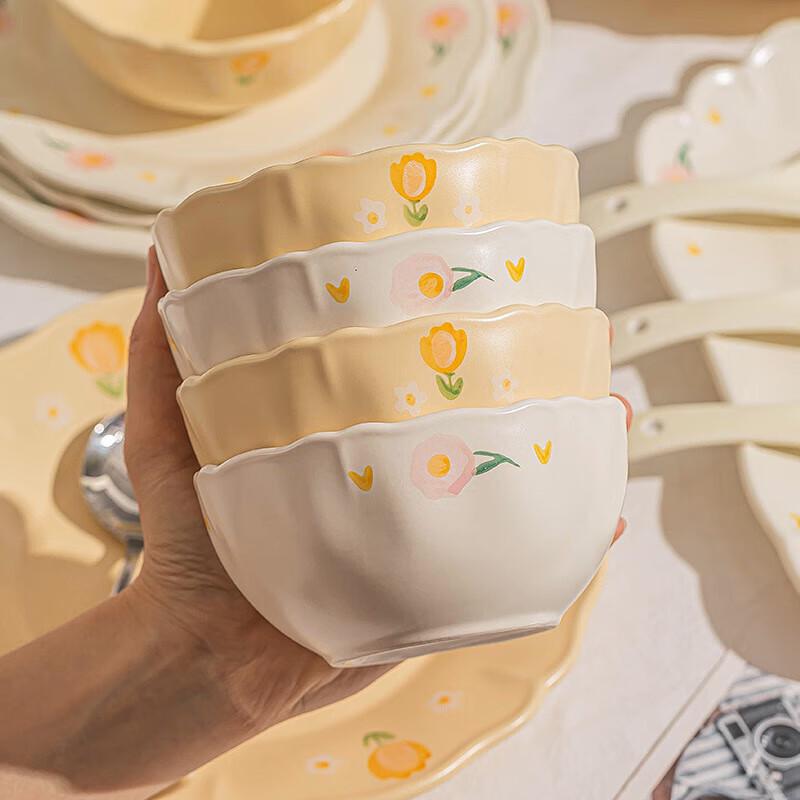 Kangmo French Chanson White Peony 35-Piece Matte Glazed Dinnerware Set