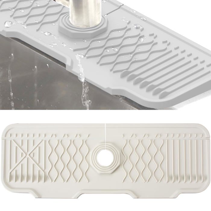 Tapis d'évier - AIMOONSA - Modèle pliable - Silicone alimentaire - Blanc - 43,3x15 cm