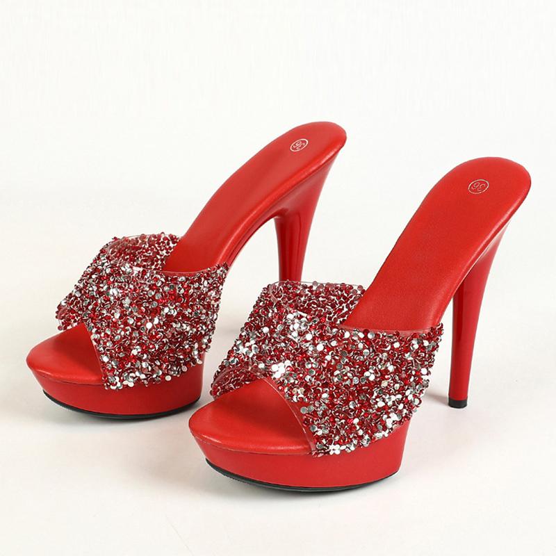 Liyke Новый стиль блестящие прозрачные туфли из ПВХ с пайетками женские тапочки на платформе сексуальные открытые носки стриптизерши высокие каблуки летние сандалии