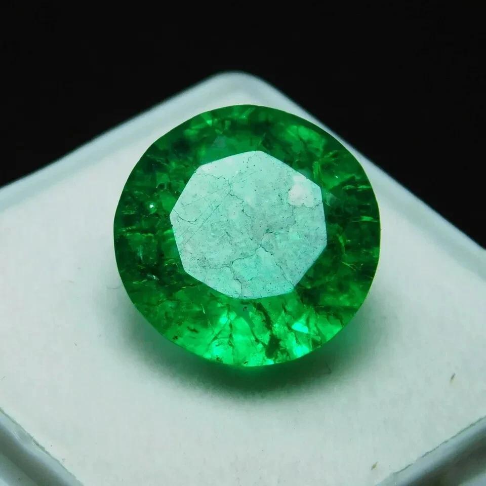 Stunning Natural Emerald Colombian Green 8-10 Ct Round Cut Certified Gemstone