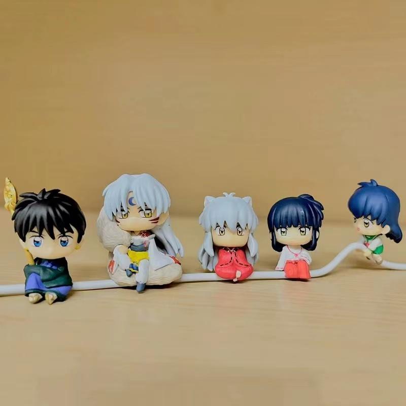 Genuine Twisted Egg Q-Edition Inuyasha Data Cable Kikyo Sango Sesshoumaru Miroku Action Figure Model Gacha Toys