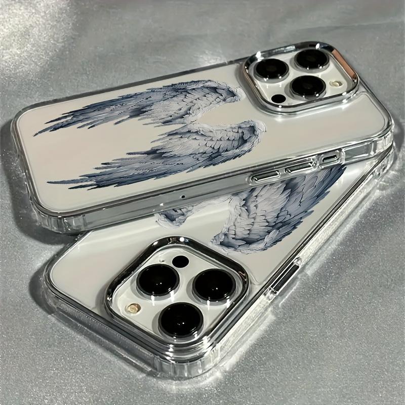 Чехол для телефона с дизайном «Крылья ангела», подходит для iPhone 17 16 15 14 13 12 11 Pro/Max/Plus, противоударный, прозрачная задняя крышка