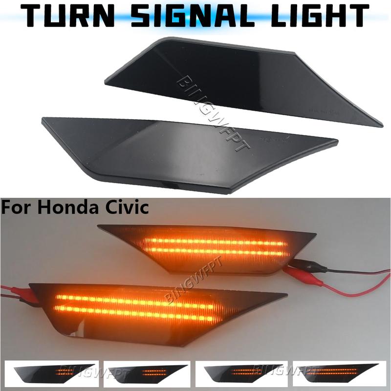 1 пара для Honda Civic 10-го поколения 2016 2017 2018 2019 2020 2021 Светодиодный динамический указатель поворота боковой габаритный огонь повторитель сигнальная лампа