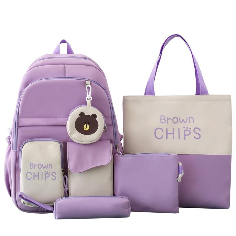 Рюкзак из трех предметов, набор цветных блоков, студенческий школьный рюкзак, женский рюкзак большой вместимости, сумка для письма с сумкой для ручек