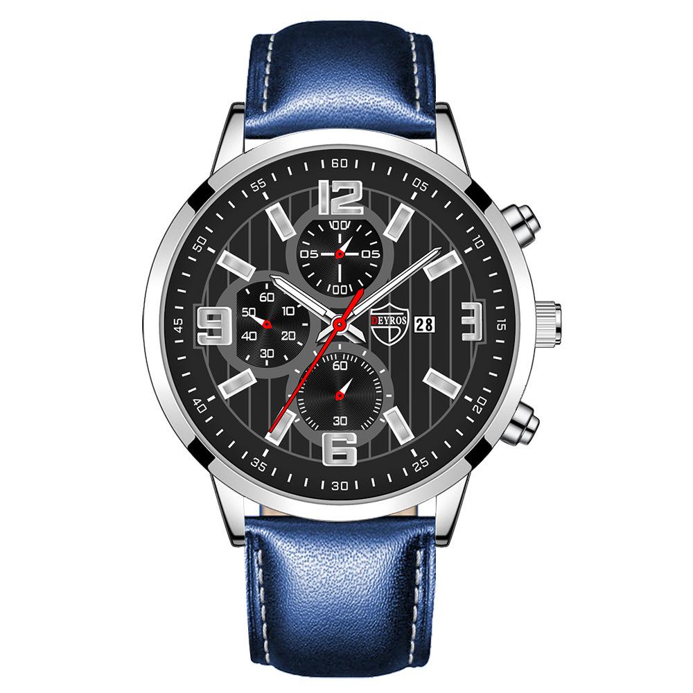 Steel Belt Men'S Watch Trendy Fashion Automatic Calendar Luminous Quartz Watch