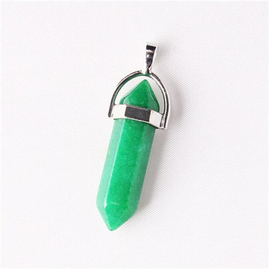 Hexagonal Agate Bullet Quartz Crystal Pendant Necklace