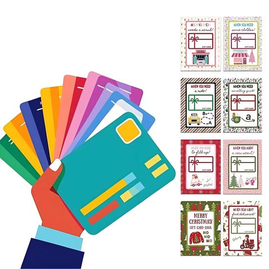 Merry Christmas Gift Card Book 10 Pages Greeting Card Album Keeper DIY Spiral Bound Christmas Gift Card Holder Xmas Gifts for Family Friends Students