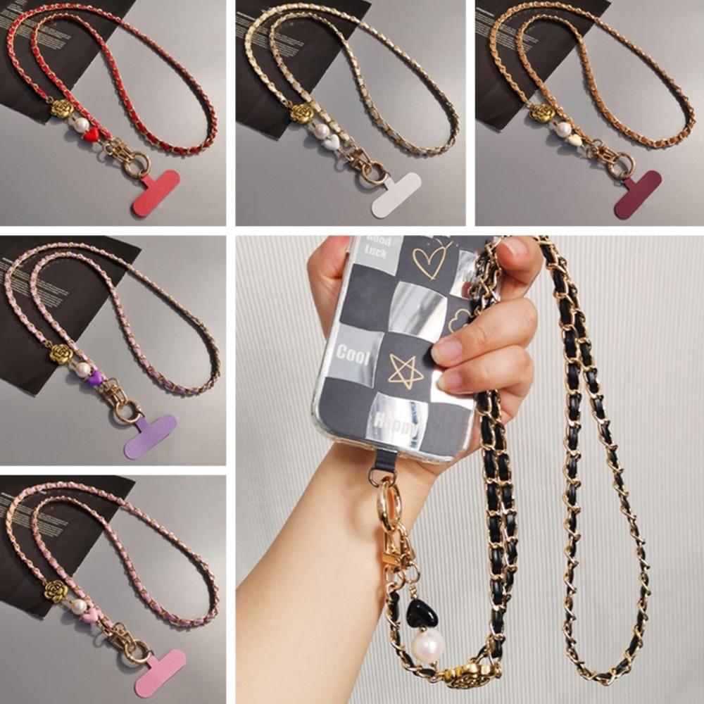 Camellia Crossbody Phone Rope Metal Chain Mobile Phone Strap Outdoor Travel