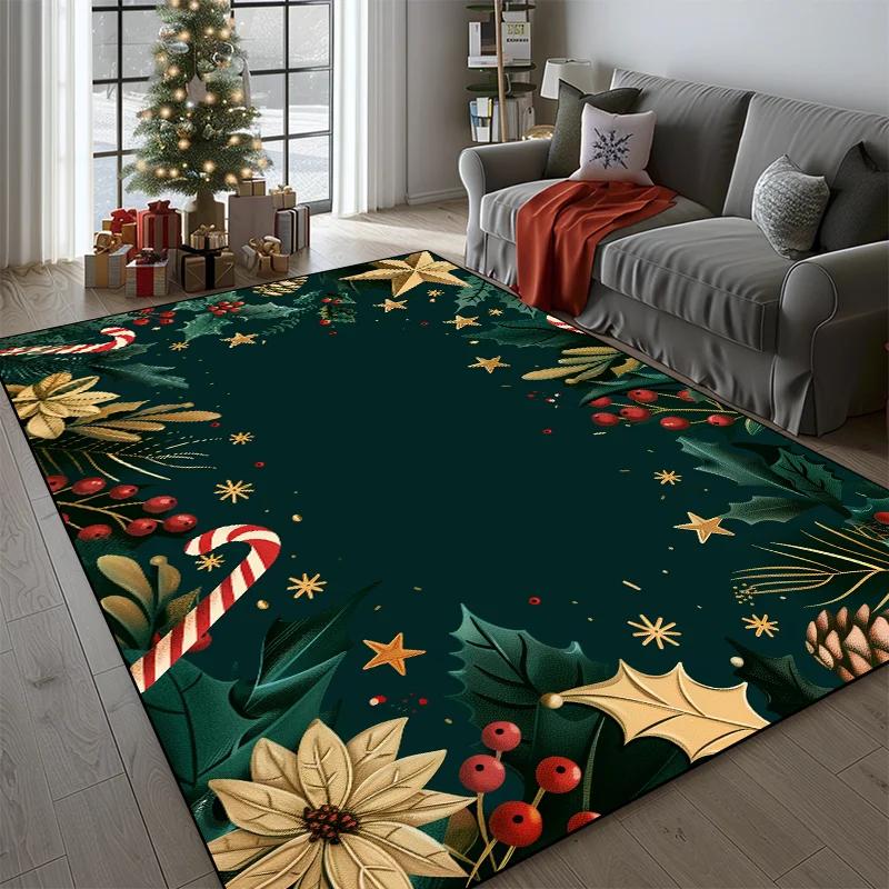 Рождественский ковер с милым узором для гостиной, домашний декор, ковры большой площади под диван и стол, для прихожей, балкона, пушистый коврик, нескользящий придверный коврик