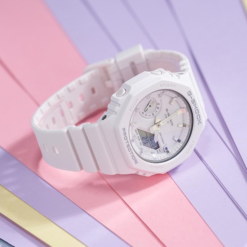 Casio G-SHOCK WOMAN Trendy Fashion Quartz Movement Resin Strap Japanese and Korean Watch Women's Watch White Dial GMA-S2100-7APR