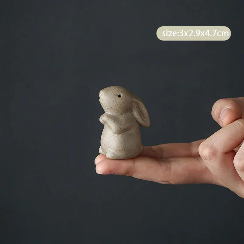 1Pc Chinese Zodiac Pottery Small Tea Pet Handmade Sculpture Crafts Animal Statue Ornaments Tea Figurine Decoration Tea Set Decor